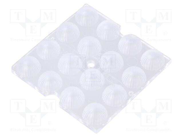 LED lens; square; Mat: PMMA plexiglass; transparent; 90°; H: 7.1mm