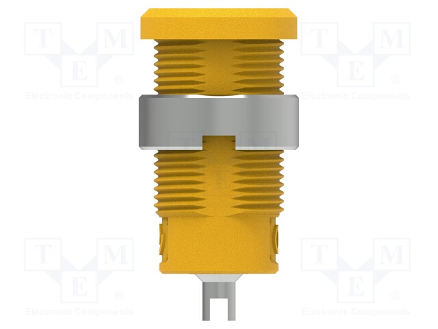 Socket; 4mm banana; 25A; 1kV; yellow; nickel plated; insulated