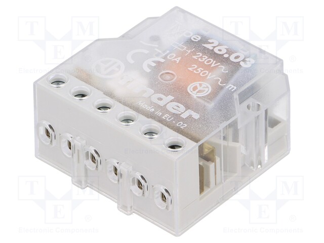 Relay: installation; bistable; NC + NO; Ucoil: 230VAC; 10A; IP20