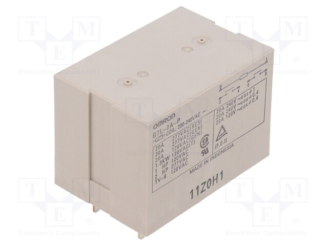 Relay: electromagnetic; DPST-NO; Ucoil: 220VAC; Icontacts max: 25A