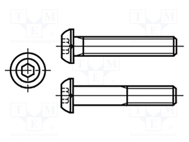 Screw; M3x30; Head: button; imbus; A2 stainless steel; HEX 2mm