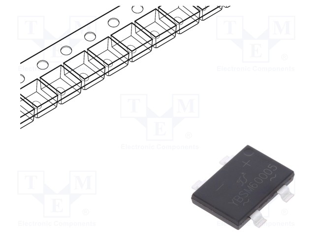 Single-phase bridge rectifier; Urmax: 50V; If: 6A; Ifsm: 150A; YBS3