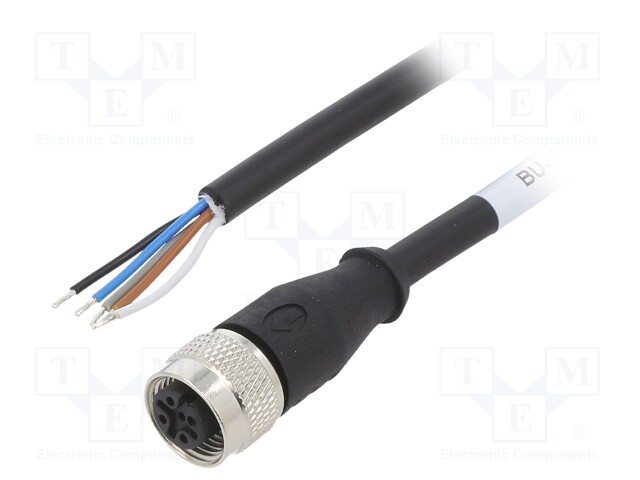 Connection lead; M12; PIN: 5; straight; 5m; plug; 60VAC; 4A; PUR; IP68