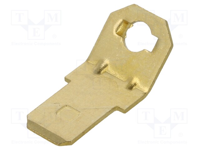 Terminal: flat; 4.8mm; 0.5mm; male; M2,5; screw; brass; angled 45°