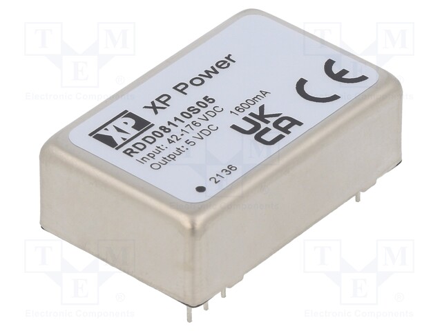 Isolated Board Mount DC/DC Converter, Railway, 1 Output, 8 W, 5 V, 1.6 A