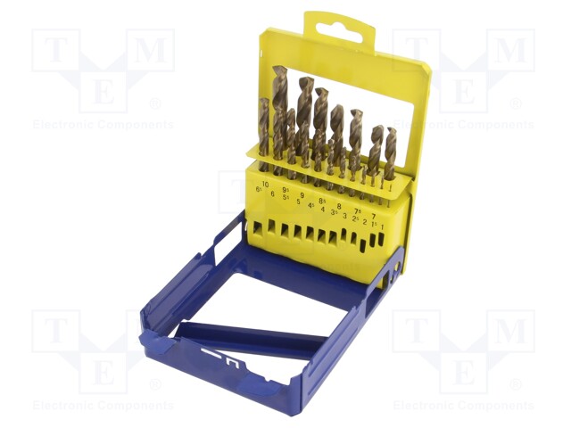 Drill set; for metal; high speed steel cobalt HSS-Co; 19pcs.