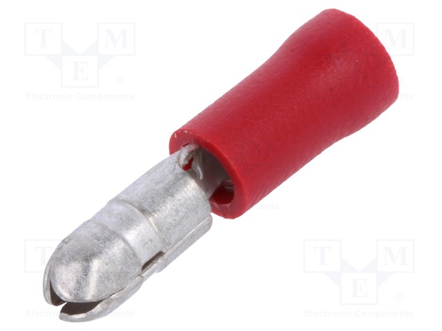 Terminal: round; male; Ø: 4mm; 0.5÷1mm2; crimped; insulated; red