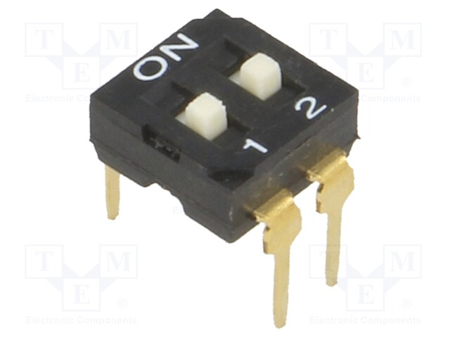 Switch: DIP-SWITCH; Poles number: 2; ON-OFF; 0.05A/12VDC; Pos: 2