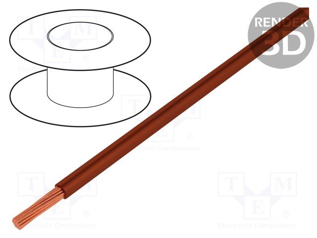 Wire; H05V2-K,LgYc; stranded; Cu; 2.5mm2; PVC; brown; 300/500V; 500m