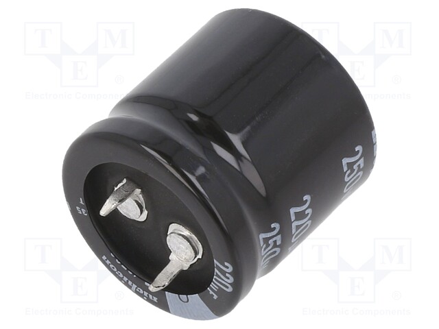 Capacitor: electrolytic; SNAP-IN; 220uF; 250VDC; Ø25x25mm; ±20%