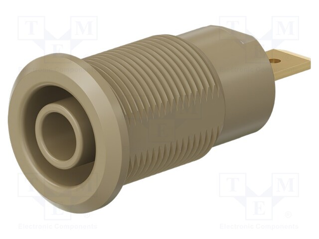 Socket; 4mm banana; 24A; 1kV; Cutout: Ø12.2mm; brown; gold-plated