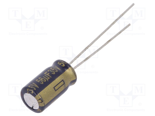 Capacitor: electrolytic; low impedance; THT; 56uF; 35VDC; ±20%