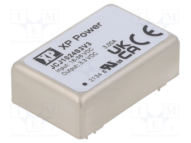 Isolated Board Mount DC/DC Converter, 2:1 Input, ITE, 1 Output, 10 W, 3.3 V, 3 A