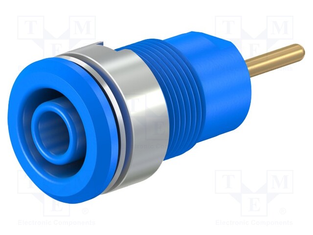 Socket; 4mm banana; 24A; 1kV; Cutout: Ø12.2mm; blue; gold-plated