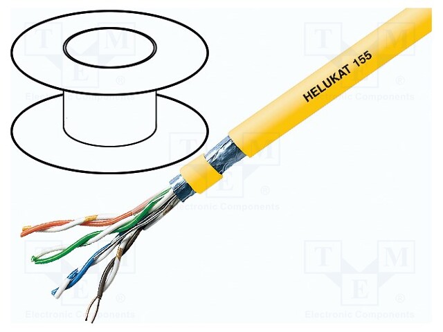 Wire; HELUKAT® 155,F/UTP; 5e; solid; Cu; 4x2x24AWG; PVC; yellow