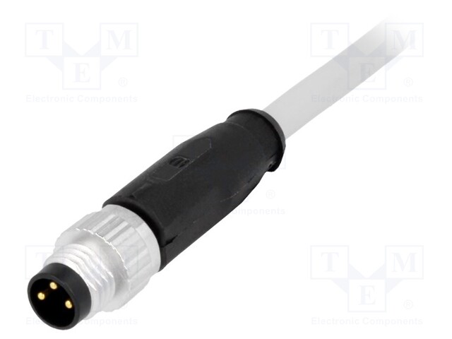 Connector: M8; male; PIN: 3; straight; with lead; plug; 0.5m; PVC