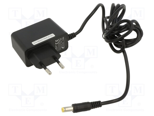 Power supply: switched-mode; plug; 5VDC; 1A; 5W; Plug: straight