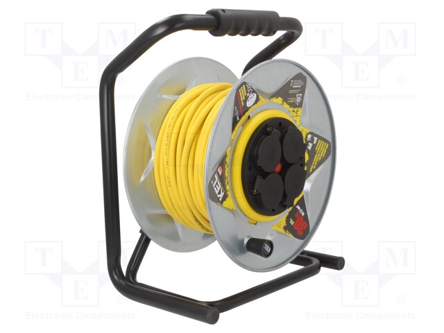 Extension lead; reel,with non-rotating sockets; Sockets: 4; 30m