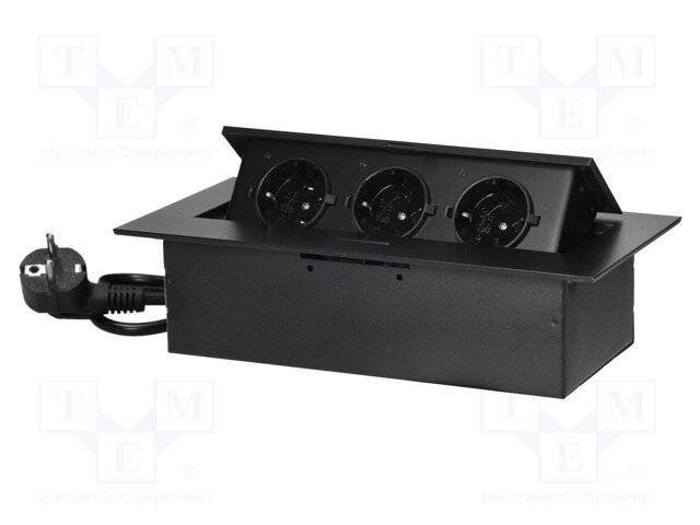 Plug socket strip: furniture; IP20; 3680W; black; 230VAC