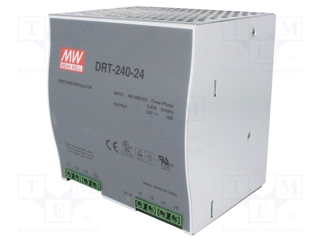 Power supply: switched-mode; 240W; 24VDC; 24÷28VDC; 10A; 1.3kg