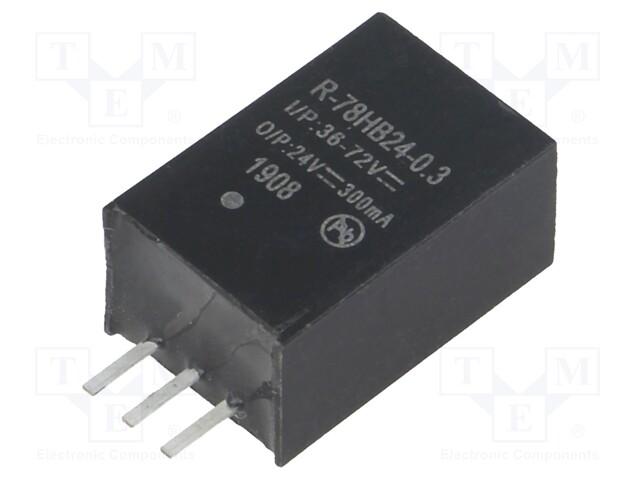 Converter: DC/DC; 12W; Uin: 36÷72V; Uout: 24VDC; Iout: 300mA; SIP3