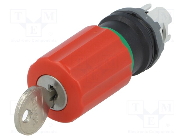 Switch: emergency stop with key; Stabl.pos: 2; 22mm; red; IP66