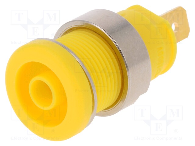 Socket; 4mm banana; 25A; 1kVDC; yellow; gold-plated; screw; 32mm