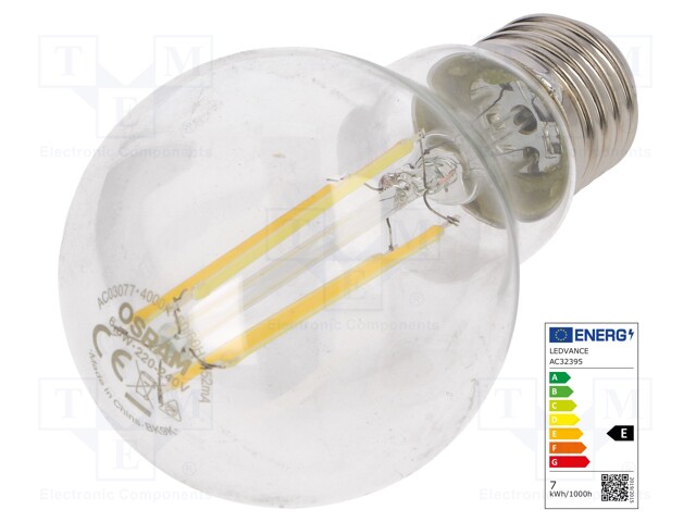 LED lamp; neutral white; E27; 230VAC; 806lm; 6.5W; 4000K; CRImin: 80