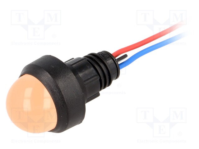 Indicator: LED; prominent; 12VDC; 12VAC; Cutout: Ø13mm; IP40