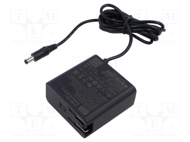 Power supply: switched-mode; plug; 48VDC; 1.36A; 65.2W; 92%