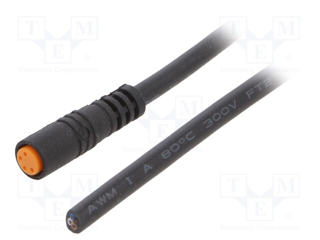 Connection lead; M8; PIN: 4; straight; 5m; plug; 50VAC; 4A; -25÷80°C