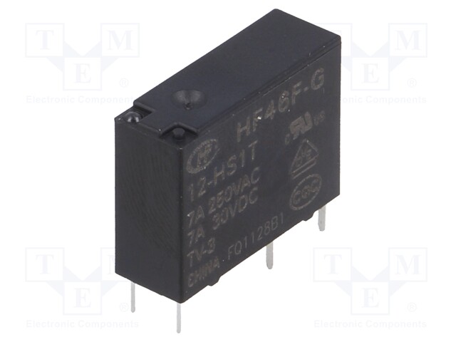 Relay: electromagnetic; SPST-NO; Ucoil: 12VDC; 7A/250VAC; 7A/30VDC
