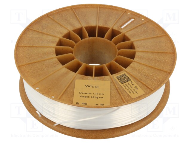 Filament: PLA SILK; 1.75mm; white; 195÷225°C; 800g