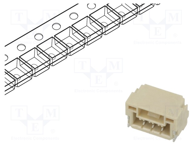 Socket; wire-board; male; 1.25mm; PIN: 3; w/o contacts; on PCBs; 50V