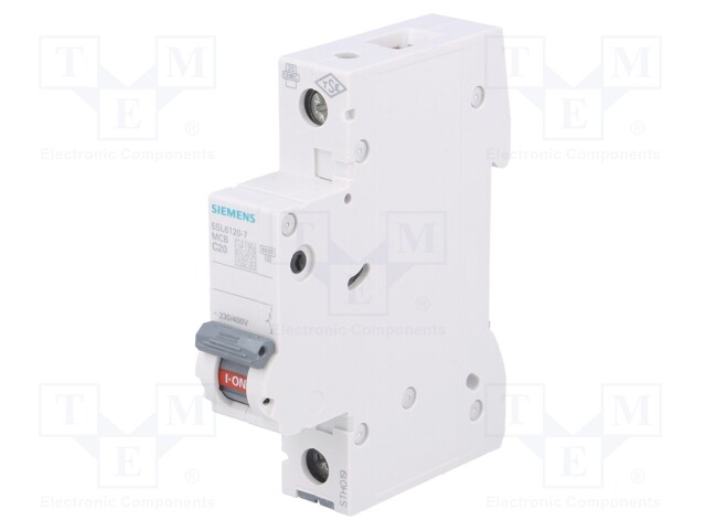 Circuit breaker; 230VAC; Inom: 20A; Poles: 1; DIN; Charact: C; 6kA