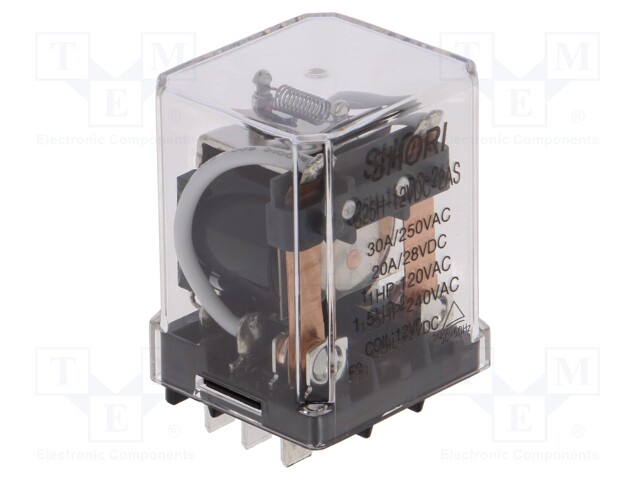 Relay: electromagnetic; DPST-NO; 12VDC; Icontacts max: 30A; socket