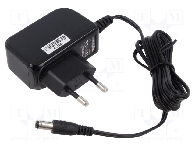 Power supply: switched-mode; 12VDC; 1.25A; Out: 5,5/2,1; 15W; 83.3%