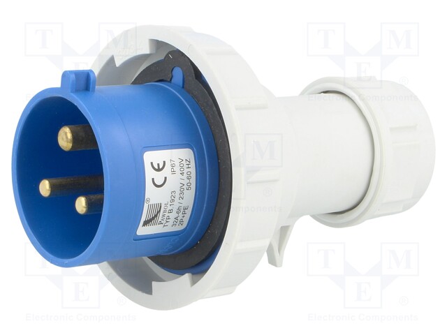 Connector: AC supply; plug; male; 32A; 400VAC; IEC 60309; IP67