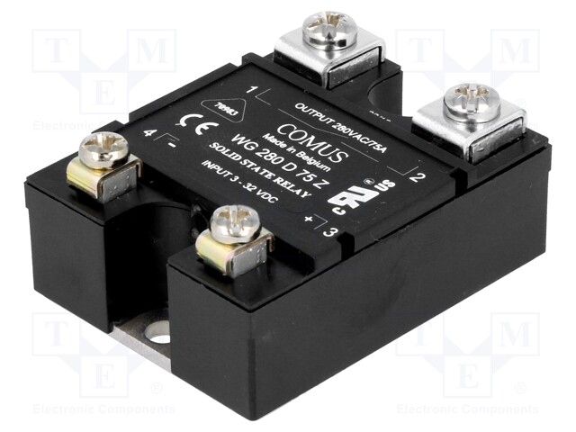 Relay: solid state; Ucntrl: 3÷32VDC; 75A; 24÷280VAC; -20÷80°C