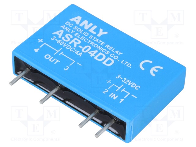 Relay: solid state; Ucntrl: 3÷32VDC; 4A; 3÷60VDC; THT; SIP