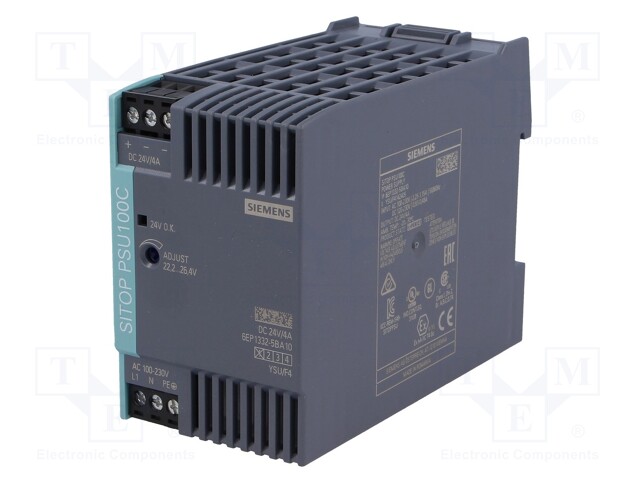 Power supply: switched-mode; 96W; 24VDC; 4A; 85÷264VAC; 110÷300VDC