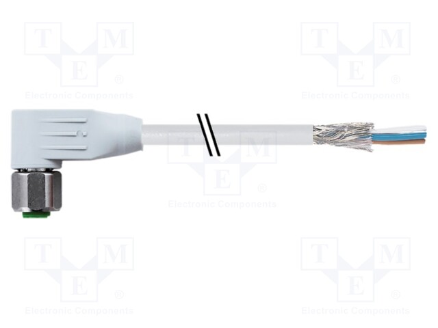 Connection lead; M12; PIN: 5; angled; 10m; plug; 60VAC; -25÷80°C