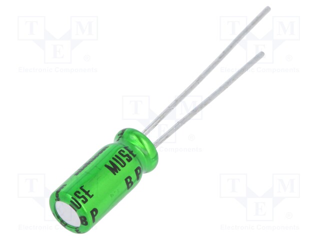 Capacitor: electrolytic; bipolar; THT; 33uF; 6.3V; Ø5x11mm; ±20%