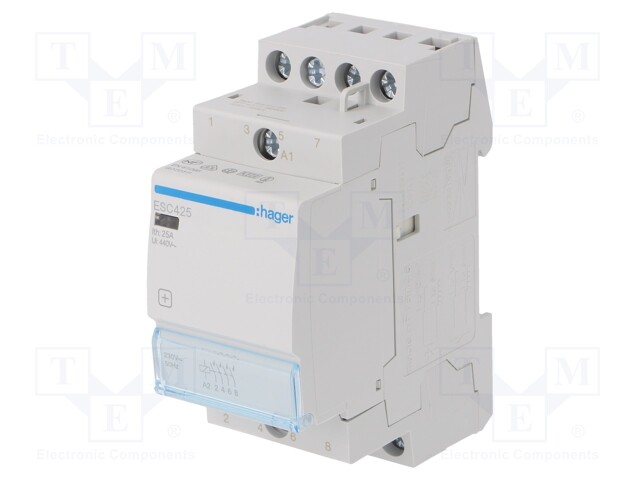 Contactor: 4-pole installation; 25A; 230VAC; NO x4; DIN; -10÷50°C