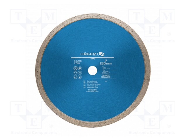 Cutting diamond wheel; Ø: 230mm; Øhole: 22.2mm; Disc thick: 2mm