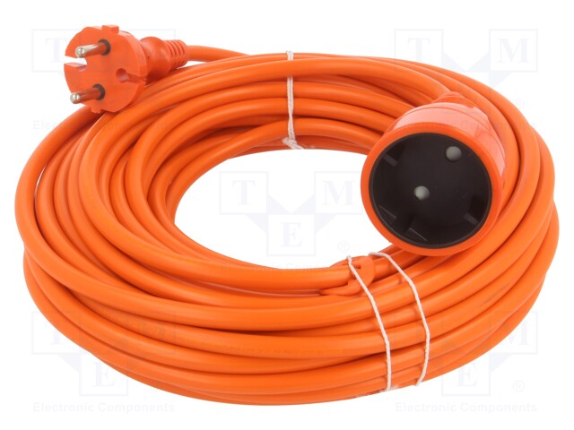 Extension lead; Sockets: 1; PVC; orange; 2x1,5mm2; 15m; 16A