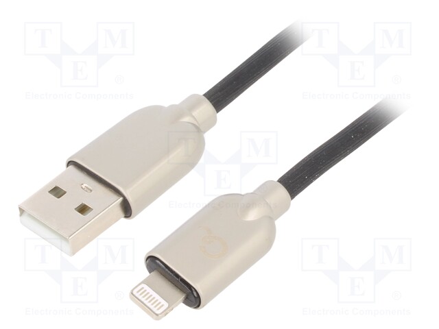 Cable; USB 2.0; Apple Lightning plug,USB A plug; 2m; black