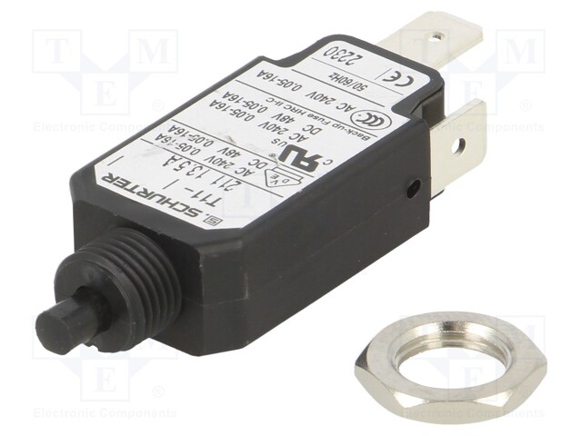 Circuit breaker; Urated: 240VAC; 48VDC; 13.5A; SPST; Poles: 1; screw