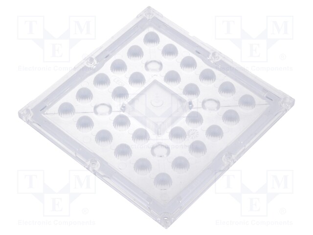 LED lens; square; Mat: PMMA plexiglass; transparent; H: 9.5mm