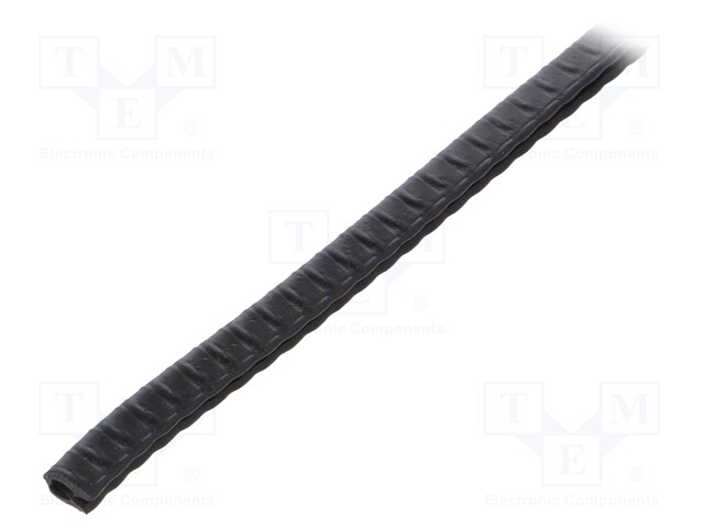 Hole and edge shield; PVC; L: 10m; black; H: 8mm; W: 5.5mm